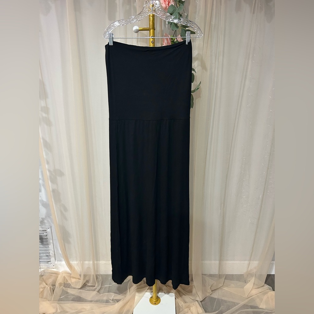 Chic Black Strapless Casual Maxi Dress